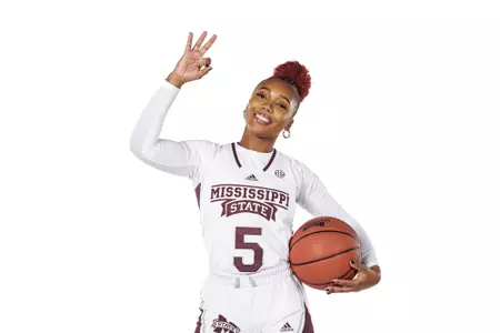 STARKVILLE, MS - October 05, 2022 - Mississippi State Forward Alasia Hayes (#5) during the Women’s Basketball 2022-2023 Production Day at Mize Pavilion at Humphrey Coliseum in Starkville, MS. Photo By Kevin Snyder