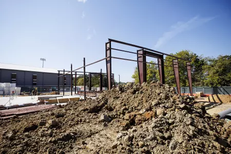 STARKVILLE, MS - October 11th, 2022 - Exterior construction updates at Nusz Park in Starkville, MS. Photo By Mike Mattina