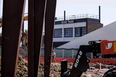 STARKVILLE, MS - October 11th, 2022 - Exterior construction updates at Nusz Park in Starkville, MS. Photo By Mike Mattina