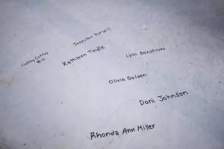 STARKVILLE, MS - November 04, 2022 - Names of former Mississippi State Bulldogs players signed on the foundation of the new indoor softball facility during the Fall World Series at Nusz Park in Starkville, MS. Photo By Mike Mattina