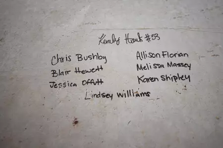 STARKVILLE, MS - November 04, 2022 - Names of former Mississippi State Bulldogs players signed on the foundation of the new indoor softball facility during the Fall World Series at Nusz Park in Starkville, MS. Photo By Mike Mattina