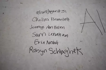 STARKVILLE, MS - November 04, 2022 - Names of former Mississippi State Bulldogs players signed on the foundation of the new indoor softball facility during the Fall World Series at Nusz Park in Starkville, MS. Photo By Mike Mattina