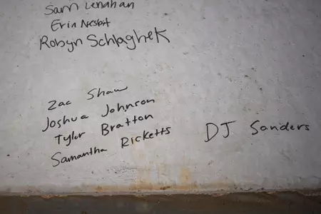 STARKVILLE, MS - November 04, 2022 - Names of former Mississippi State Bulldogs players signed on the foundation of the new indoor softball facility during the Fall World Series at Nusz Park in Starkville, MS. Photo By Mike Mattina