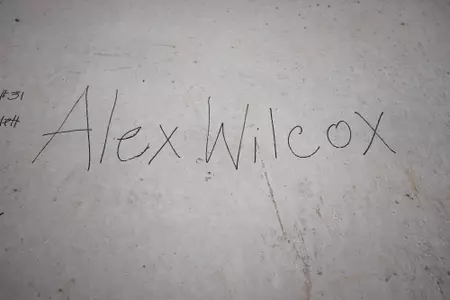 STARKVILLE, MS - November 04, 2022 - Names of former Mississippi State Bulldogs players signed on the foundation of the new indoor softball facility during the Fall World Series at Nusz Park in Starkville, MS. Photo By Mike Mattina