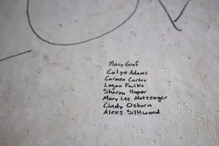 STARKVILLE, MS - November 04, 2022 - Names of former Mississippi State Bulldogs players signed on the foundation of the new indoor softball facility during the Fall World Series at Nusz Park in Starkville, MS. Photo By Mike Mattina