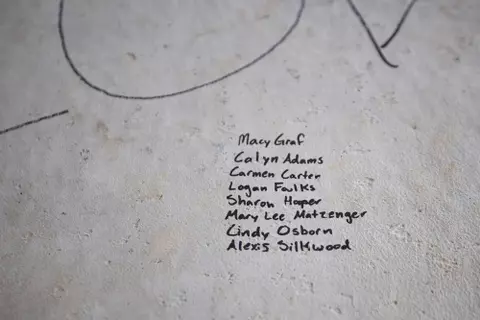 STARKVILLE, MS - November 04, 2022 - Names of former Mississippi State Bulldogs players signed on the foundation of the new indoor softball facility during the Fall World Series at Nusz Park in Starkville, MS. Photo By Mike Mattina