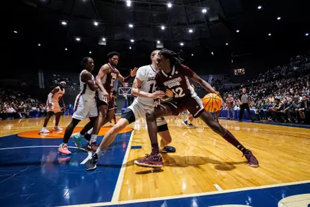 JACKSON, MS - December 14, 2022 - Mississippi State Forward KeShawn Murphy (#12) during the game between the Jackson State Tigers and the Mississippi State Bulldogs at Mississippi Coliseum in Jackson, MS. Photo By Mike Mattina