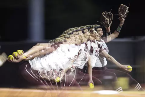 STARKVILLE, MS - March 05, 2022 - Mississippi State Pitcher Kenley Hawk (#53) during the game between the Furman Paladins and the Mississippi State Bulldogs at Nusz Park in Starkville, MS. Photo By Austin Perryman