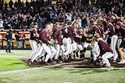 STARKVILLE, MS - March 25, 2022 - Mississippi State Infielder RJ Yeager (#4) during the game between the Alabama Crimson Tide and the Mississippi State Bulldogs at Dudy Noble Field at Polk-Dement Stadium in Starkville, MS. Photo By Sloane Bush