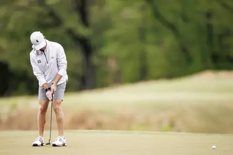 WEST POINT, MS - April 11, 2022 - Mississippi State's Harrison Davis during the Mossy Oak Collegiate Championship at Mossy Oak Golf Club in West Point, MS. Photo By Austin Perryman
