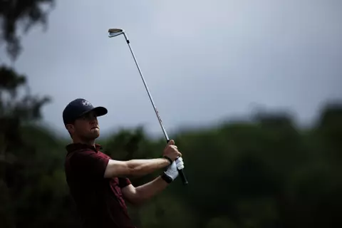 WEST POINT, MS - April 12, 2022 - Mississippi State's Ben Nelson during the Mossy Oak Collegiate Championship at Mossy Oak Golf Club in West Point, MS. Photo By Kevin Snyder