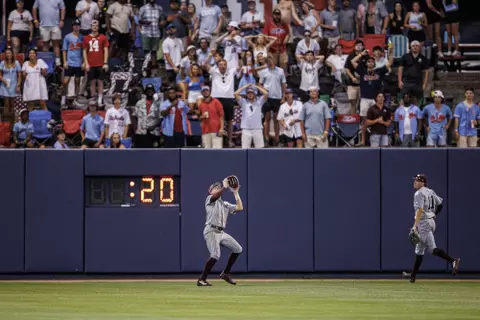 STARKVILLE, MS - April 23, 2022 - Mississippi State Outfielder Jess Davis (#3) during the game between the Mississippi State Bulldogs and the Ole Miss Rebels at Swayze Field at Oxford-University Stadium in Oxford, MS. Photo By Kevin Snyder