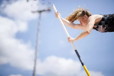 STARKVILLE, MS - April 30, 2022 - Mississippi State’s Peyton Mickelson during the Maroon & White Invite at the Mike Sanders Track Complex in Starkville, MS. Photo By Austin Perryman