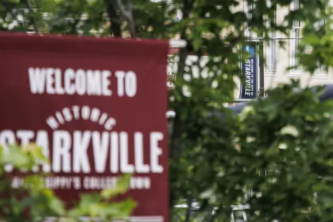 STARKVILLE, MS - May 25, 2022 - NCAA Softball Super Regional signage in Starkville, MS. Photo By Mike Mattina