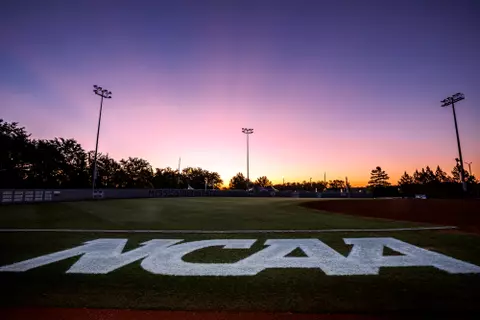 STARKVILLE, MS - May 27, 2022 - NCAA Signage during sunrise before NCAA Super Regionals Game 1 between the Arizona Wildcats and the Mississippi State Bulldogs at Nusz Park in Starkville, MS. Photo By Kevin Snyder