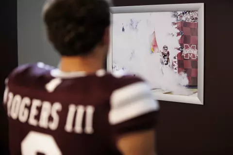 STARKVILLE, MS - July 21, 2022 - Mississippi State Quarterback Will Rogers (#2) during Media Day at Davis Wade Stadium at Scott Field in Starkville, MS. Photo By Mike Mattina