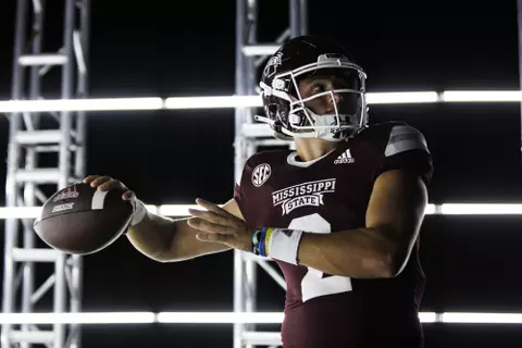 STARKVILLE, MS - July 21, 2022 - Mississippi State Quarterback Will Rogers (#2) during Media Day at Davis Wade Stadium at Scott Field in Starkville, MS. Photo By Mike Mattina
