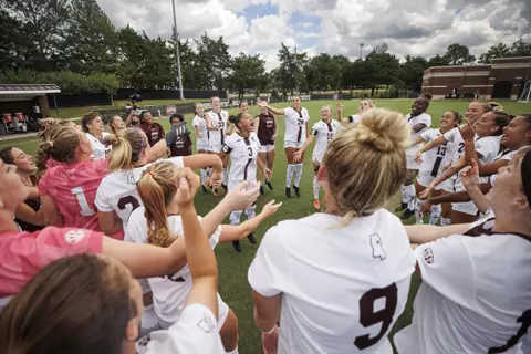 STARKVILLE, MS - August 28, 2022 - Mississippi State Defender Andrea Tyrrell (#3) before the match between the Minnesota Golden Gophers and the Mississippi State Bulldogs at the MSU Soccer Field in Starkville, MS. Photo By Mike Mattina