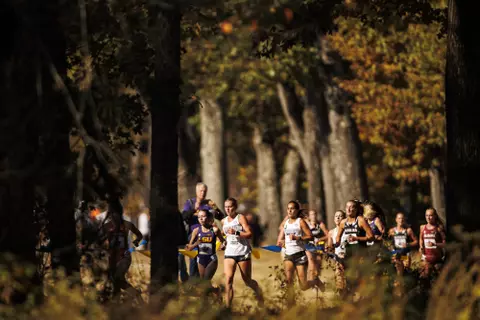 STARKVILLE, MS - October 28, 2022 - Mississippi State’s Savannah McIntosh and Zoe Brito during the SEC Cross Country Championship at the Ole Miss Golf Course in Oxford, MS. Photo By Mike Mattina