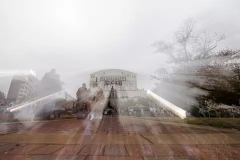 STARKVILLE, MS - November 05, 2022 - Mississippi State Bulldogs fans tailgate before the game between the Auburn Tigers and the Mississippi State Bulldogs at Davis Wade Stadium at Scott Field in Starkville, MS. Photo By Mike Mattina