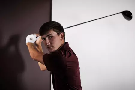STARKVILLE, MS - November 07, 2022 - Drew Wilson during the 2022-2023 Men’s Golf production day taken at the Holliman Athletic Center at Mississippi State University in Starkville, MS. Photo By Mike Mattina
