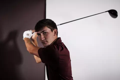STARKVILLE, MS - November 07, 2022 - Drew Wilson during the 2022-2023 Men’s Golf production day taken at the Holliman Athletic Center at Mississippi State University in Starkville, MS. Photo By Mike Mattina