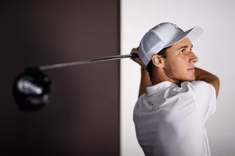 STARKVILLE, MS - November 16, 2022 - Hunter Logan during the 2022-2023 Men’s Golf Production Day taken at the Holliman Athletic Center at Mississippi State University in Starkville, MS. Photo By Mike Mattina