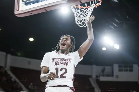 STARKVILLE, MS - December 03, 2022 - Mississippi State Forward KeShawn Murphy (#12) during the game between the Mississippi Valley Delta Devils and the Mississippi State Bulldogs at Humphrey Coliseum in Starkville, MS. Photo By Mike Mattina
