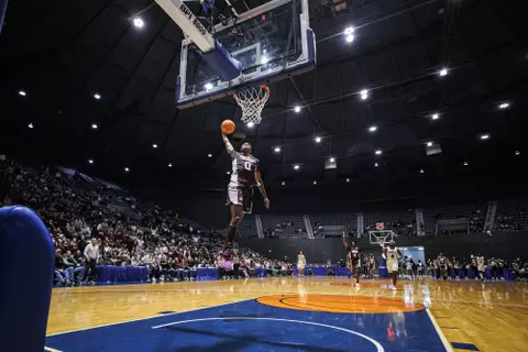 JACKSON, MS - December 14, 2022 - Mississippi State Forward DJ Jeffries (#0) during the game between the Jackson State Tigers and the Mississippi State Bulldogs at Mississippi Coliseum in Jackson, MS. Photo By Mike Mattina