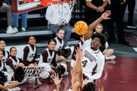 STARKVILLE, MS - December 28, 2022 - Mississippi State Guard/Forward Cameron Matthews (#4) during the game between the Alabama Crimson Tide and the Mississippi State Bulldogs at Humphrey Coliseum in Starkville, MS. Photo By Mike Mattina