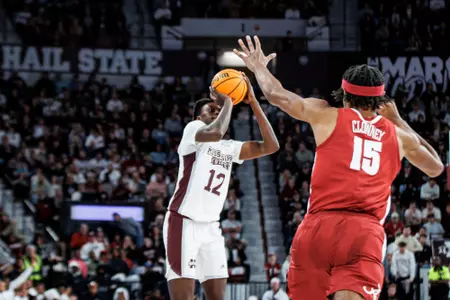 STARKVILLE, MS - December 28, 2022 - Mississippi State Forward KeShawn Murphy (#12) during the game between the Alabama Crimson Tide and the Mississippi State Bulldogs at Humphrey Coliseum in Starkville, MS. Photo By Mike Mattina