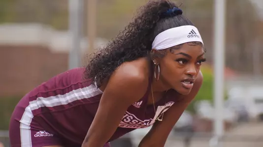 Shayla Broughton start of Heptathlon, April 8, 2022