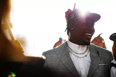 LAS VEGAS, NV - April 28, 2022 - Mississippi State Offensive Lineman Charles Cross is drafted 9th overall in the 2022 NFL Draft at Caesars Forum in Las Vegas, NV. Photo By Austin Perryman