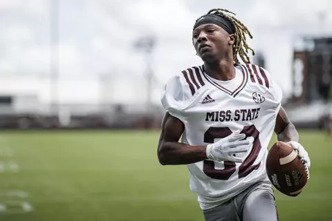STARKVILLE, MS - August 05, 2022 - Mississippi State Defensive Back Audavion Collins (#32) during a training camp practice at the Leo Seal Jr. Football Complex at Mississippi State University in Starkville, MS. Photo By Austin Perryman
