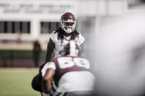 STARKVILLE, MS - August 05, 2022 - Mississippi State Linebacker Nic Mitchell (#40) during a training camp practice at the Leo Seal Jr. Football Complex at Mississippi State University in Starkville, MS. Photo By Austin Perryman