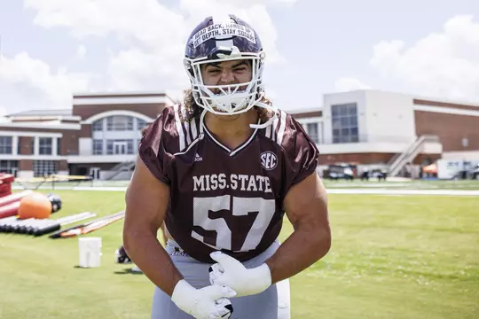 STARKVILLE, MS - August 06, 2022 - \fb during a training camp practice at the Leo Seal Jr. Football Complex at Mississippi State University in Starkville, MS. Photo By Austin Perryman