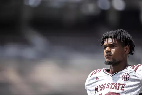 STARKVILLE, MS - August 13, 2022 - Mississippi State Defensive Lineman Jacarius Clayton (#99) during a fall camp scrimmage at Davis Wade Stadium at Scott Field in Starkville, MS. Photo By Austin Perryman