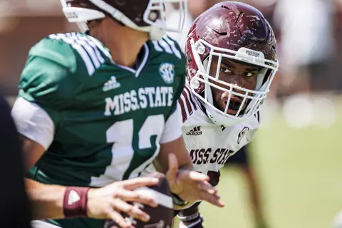 STARKVILLE, MS - August 13, 2022 - Mississippi State Linebacker John Lewis (#37) during the first fall scrimmage at Davis Wade Stadium at Scott Field in Starkville, MS. Photo By Kevin Snyder