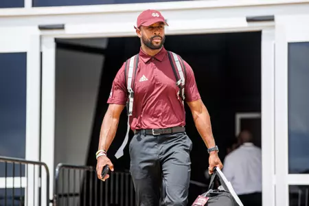 STARKVILLE, MS - September 09, 2022 - Mississippi State Assistant Defensive Backs Coach Taveze Calhoun during travel at the Leo Seal Jr. Football Complex at Mississippi State University in Starkville, MS. Photo By Kevin Snyder