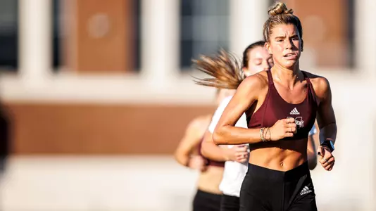 STARKVILLE, MS - September 13, 2022 - Mississippi Stateâ??s Gracie Gibson during Cross Country practice at the Leo Seal Jr. Football Complex at Mississippi State University in Starkville, MS. Photo By Ivy Ball