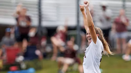 STARKVILLE, MS - August 28, 2022 - Mississippi State Forward Maggie Wadsworth (#21) reacts during the match between the Minnesota Golden Gophers and the Mississippi State Bulldogs at the MSU Soccer Field in Starkville, MS. Photo By Mike Mattina