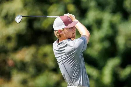 WEST POINT, MS - August 31, 2022 - Mississippi State's Garrett Endicott during a practice round at Mossy Oak Golf Club in West Point, MS. Photo By Kevin Snyder