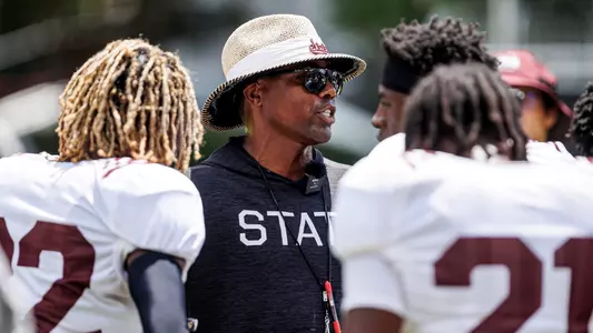 STARKVILLE, MS - August 20, 2022 - Mississippi State Cornerbacks Coach Darcel McBath during the second fall scrimmage at the Davis Wade Stadium at Scott Field at Mississippi State University in Starkville, MS. Photo By Kevin Snyder