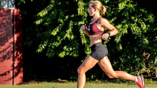 STARKVILLE, MS - September 13, 2022 - Mississippi Stateâ??s Savannah McIntosh during Cross Country practice at the Leo Seal Jr. Football Complex at Mississippi State University in Starkville, MS. Photo By Ivy Ball