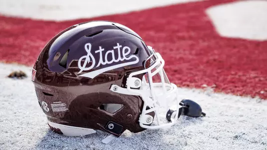 STARKVILLE, MS - November 19, 2022 - Helmet before the Senior Day game between the East Tennessee State Buccaneers and the Mississippi State Bulldogs at Davis Wade Stadium at Scott Field in Starkville, MS. Photo By Laura Parsley