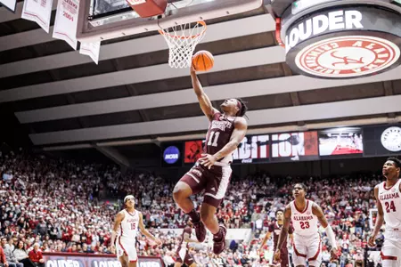 TUSCALOOSA, AL - January 25, 2023 - Mississippi State Guard Eric Reed Jr (#11) during the game between the Alabama Crimson Tide and the Mississippi State Bulldogs at Coleman Coliseum in Tuscaloosa, AL. Photo By Mike Mattina