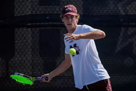 STARKVILLE, MS - September 07, 2023 - Mississippi State's Marshall Landry during practice at the AJ Pitts Tennis Centre in Starkville, MS. Photo By Bailey Black
