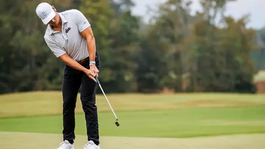 WEST POINT, MS - October 11, 2023 - Mississippi State's David Beard during the qualifying round  at Mossy Oak Golf Club in West Point, MS. Photo By Jaden Powell