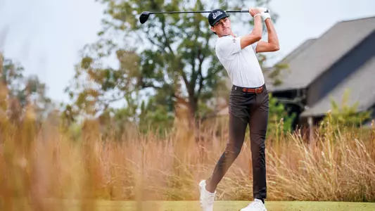 WEST POINT, MS - October 11, 2023 - Mississippi State's Drew Wilson during the qualifying round  at Mossy Oak Golf Club in West Point, MS. Photo By Jaden Powell