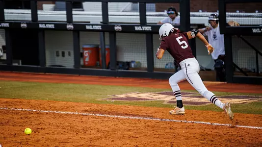 STARKVILLE, MS - October 20, 2023 - Mississippi State Infielder Jadyn Burney (#5) during the Fall World Series at Nusz Park in Starkville, MS. Photo by Ivy Rose Ball